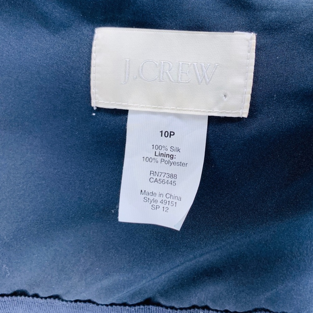 J. Crew Lucienne One Shoulder Dress Silk Navy Blue Chiffon Silk Ladies Sz 10P - Picture 8 of 8